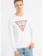 GUESS Bluza slim fit de bumbac cu imprimeu logo - Rosu/Alb