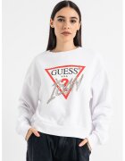 GUESS Bluza sport cu logo din strasuri - Alb