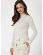 GUESS Bluza uni cu guler inalt - Crem