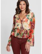 GUESS Bluza vaporoasa cu decolteu in V - Multicolor