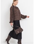 GUESS Bluza vaporoasa cu maneci bufante - Negru/Maro/Kaki