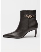 GUESS Botine de piele cu varf ascutit Paislie - Maro inchis