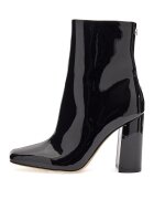 GUESS Botine de piele lacuita cu toc masiv - Negru