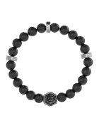 GUESS Bratara cu agate - Negru/Argintiu