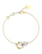 GUESS Bratara cu talismane florale din cristal - Auriu/Transparent
