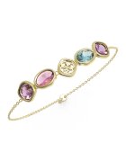 GUESS Bratara de otel inoxidabil cu cristale si talisman cu logo - Auriu/Roz/Albastru