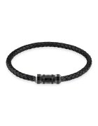 GUESS Bratara din piele cu aspect impletit si logo metalic