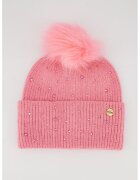 GUESS Caciula din tricot cu ciucure - Roz