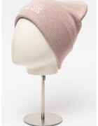 GUESS Caciula din tricot fin cu broderie logo - Bej deschis