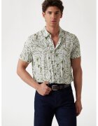 GUESS Camasa cu model floral si maneci scurte - Alb/Verde masliniu