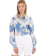 GUESS Camasa din amestec de in cu model floral - Albastru prafuit/Alb murdar