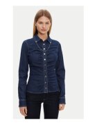GUESS Camasa din denim cu fronseuri