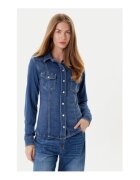 GUESS Camasa din denim cu maneca lunga si buzunare pe piept