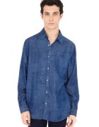 GUESS Camasa din lyocell cu imprimeu paisley - Albastru inchis