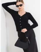 GUESS Cardigan cambrat din amestec de casmir si matase - Negru