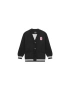 GUESS Cardigan tricotat cu nasturi si imprimeu pe partea din spate - Negru