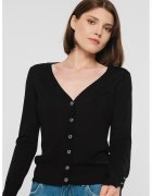 GUESS Cardigan tricotat fin cu decolteu in V - Negru