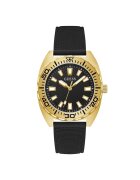 GUESS Ceas barbatesc GW0715G3M - 42mm - carcasa din otel - curea din silicon - culoare aurie - curea neagra - rezistenta la apa 5 ATM