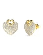GUESS Cercei de otel inoxidabil cu cristale Heart - Auriu/Transparent
