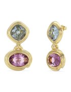 GUESS Cercei dubli cu cristale - Auriu/Fucsia/Albastru glaciar