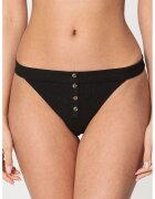 GUESS Chiloti tanga striati cu nasturi decorativi - Negru