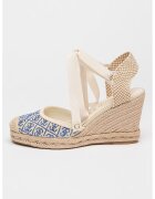 GUESS Espadrile wedge cu strasuri - Alb fildes/Albastru royal