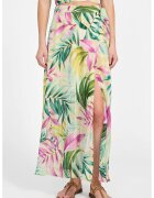 GUESS Fusta maxi cu model tropical - Galben pal/Roz/Verde persan