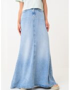 GUESS Fusta maxi din amestec de lyocell si denim cu slit pe spate - Albastru deschis
