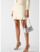 GUESS Fusta tricotata fin cu terminatie cu volane si decoratii - Crem