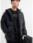 GUESS Geaca matlasata cu segmente laterale cu logo - Negru/Gri