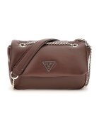 GUESS Geanta crossbody cu clapa si bareta din lant - Maro