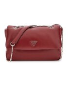 GUESS Geanta crossbody de piele ecologica cu bareta din lant - Rosu inchis