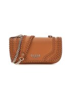 GUESS Geanta crossbody din piele ecologica cu bareta din lant - Maro scortisoara