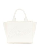 GUESS Geanta crossbody din piele ecologica cu logo in relief - Alb fildes