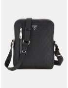 GUESS Geanta crossbody din piele ecologica cu logo - Negru/Gri inchis