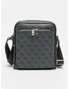 GUESS Geanta crossbody din piele ecologica Milano - Negru stins/Gri carbune