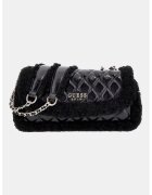 GUESS Geanta crossbody matlasata cu garnituri din blana sintetica - Negru