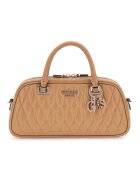 GUESS Geanta crossbody matlasata cu logo metalic - Caramel