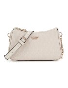 GUESS Geanta crossbody mini din piele ecologica cu logo metalic Betula - Maro deschis