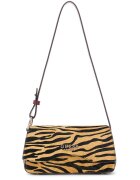 GUESS Geanta cu bareta de umar - logo metalic si segmente din piele intoarsa - Visiniu/Negru/Caramel