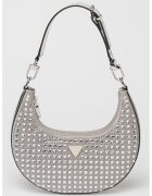 GUESS Geanta cu strasuri - in forma de semiluna - Alb/Gri