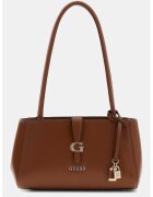 GUESS Geanta de piele ecologica cu bareta de umar si logo Carrie - Maro cognac