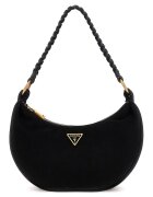 GUESS Geanta de piele intoarsa cu bareta de umar si fermoar - Negru