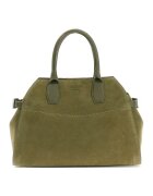 GUESS Geanta de piele intoarsa cu maner Liza - Verde sparanghel