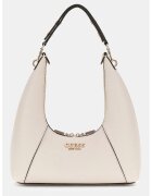 GUESS Geanta hobo cu aplicatie logo - Alb murdar