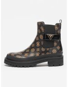 GUESS Ghete Chelsea de piele ecologica cu logo - Negru/Maro