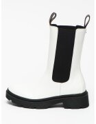 GUESS Ghete Chelsea medii din piele ecologica - Alb/Negru