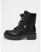 GUESS Ghete de piele ecologica cu logo metalic - Negru