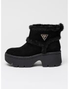 GUESS Ghete demiwedge slip-on de piele intoarsa ecologica cu garnituri de blana sintetica - Negru