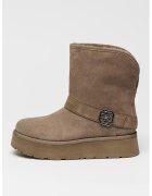 GUESS Ghete slip-on de piele intoarsa ecologica cu captuseala de blana sintetica - Kaki